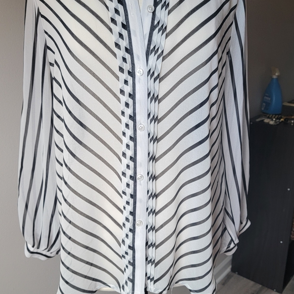 Chic Black and White Striped Button-Down Shirt